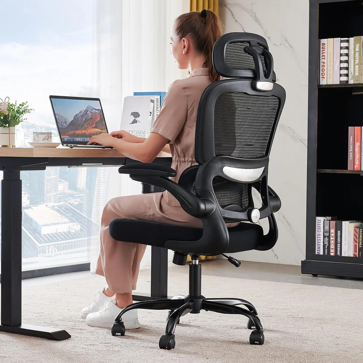 TRALT Ergonomic Desk Chair YX001-1 330 LBS Load Capacity Black New