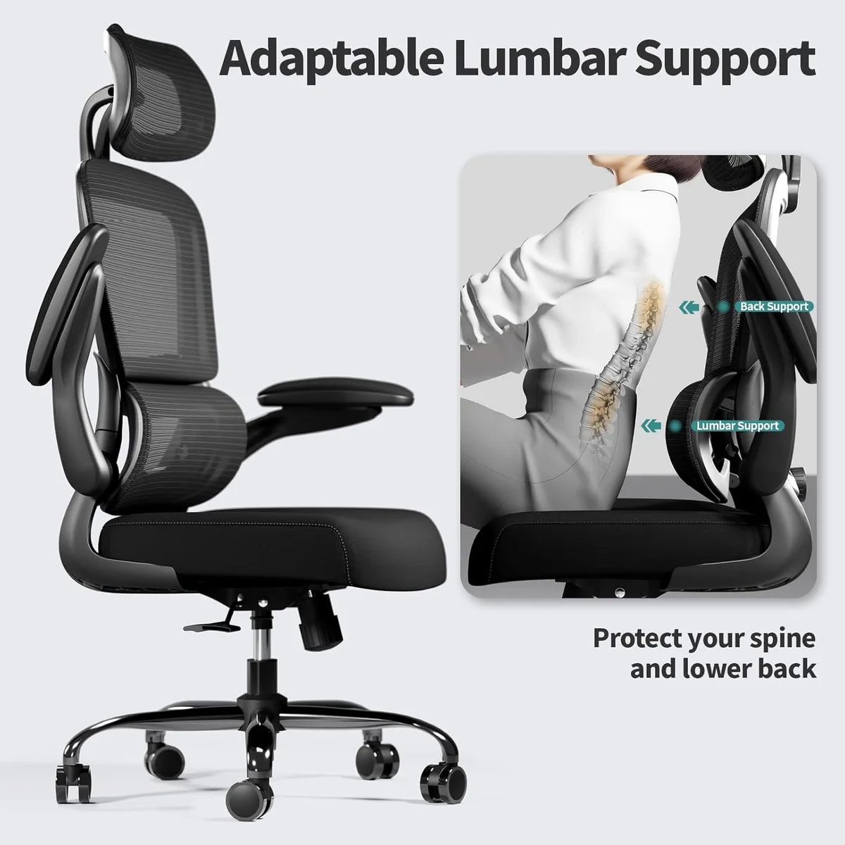 TRALT Ergonomic Desk Chair YX001-1 330 LBS Load Capacity Black New image 6