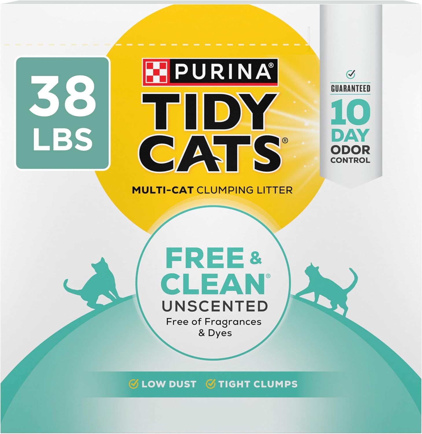 Tidy Cats Purina Tidy Cats Free and Clean Unscented Cat Litter 38 lb Box Clay New