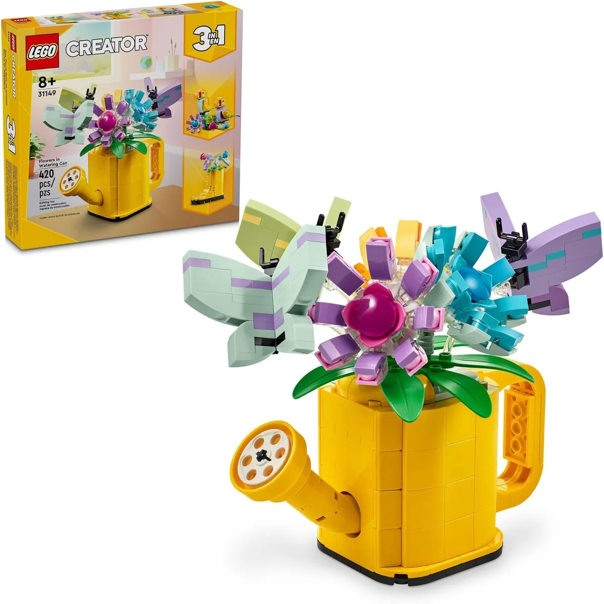 LEGO Creator Flowers in Watering Can Building Toy 31149 420 Pieces Multicolor New