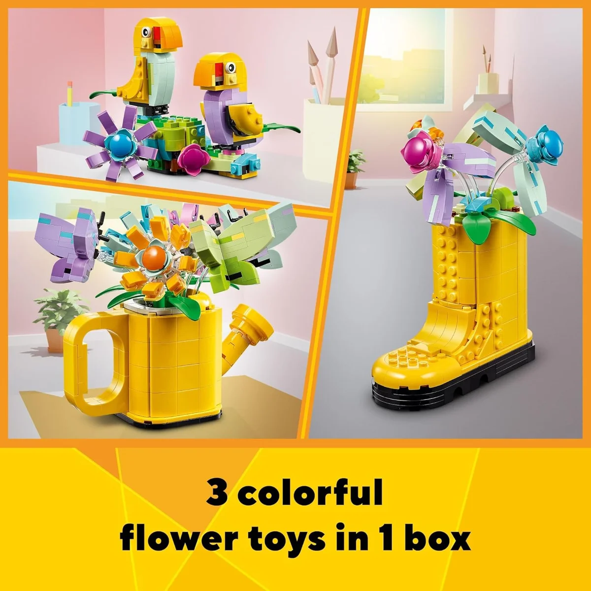 LEGO Creator Flowers in Watering Can Building Toy 31149 420 Pieces Multicolor New image 2