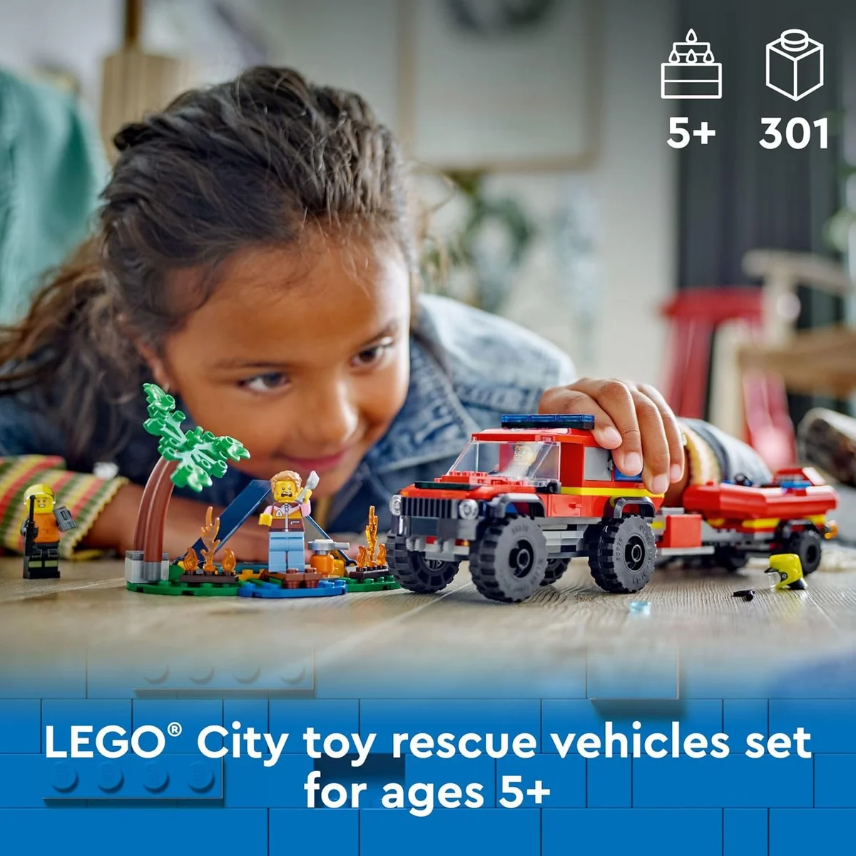 LEGO City 4x4 Fire Truck with Rescue Boat 60412 Multicolor New image 2
