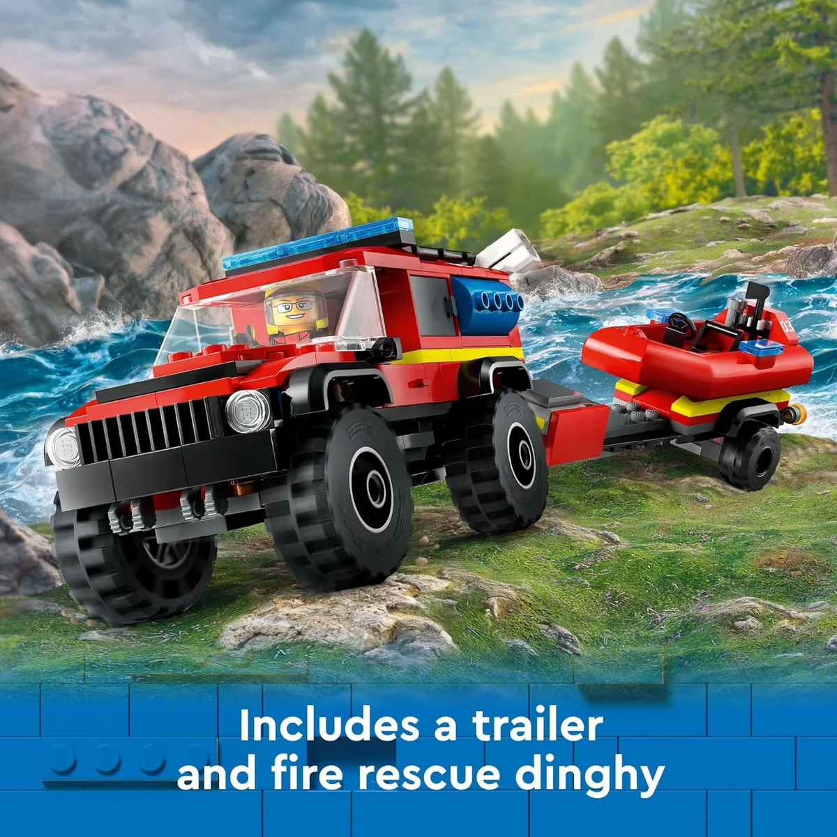 LEGO City 4x4 Fire Truck with Rescue Boat 60412 Multicolor New image 4