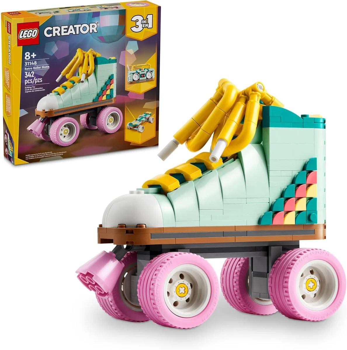 LEGO Creator Retro Roller Skate Building Kit 31148 3 in 1 Multicolor New