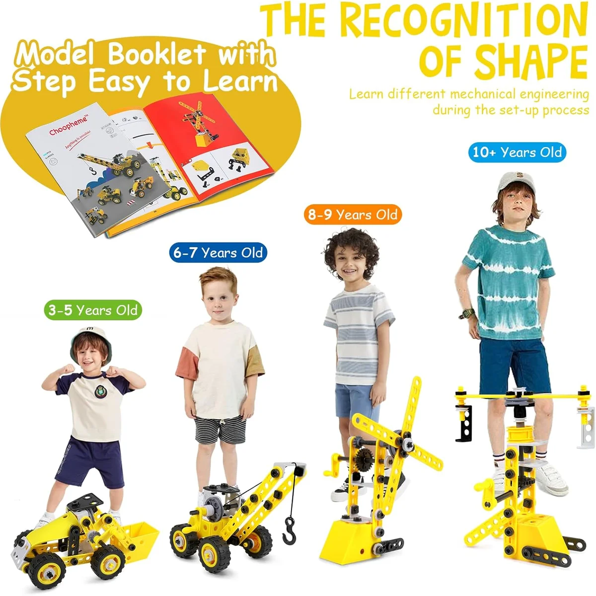 choopheme 10 in 1 Stem Toys Building Block Kit J-77 Educational Engineering Set Plastic New image 2