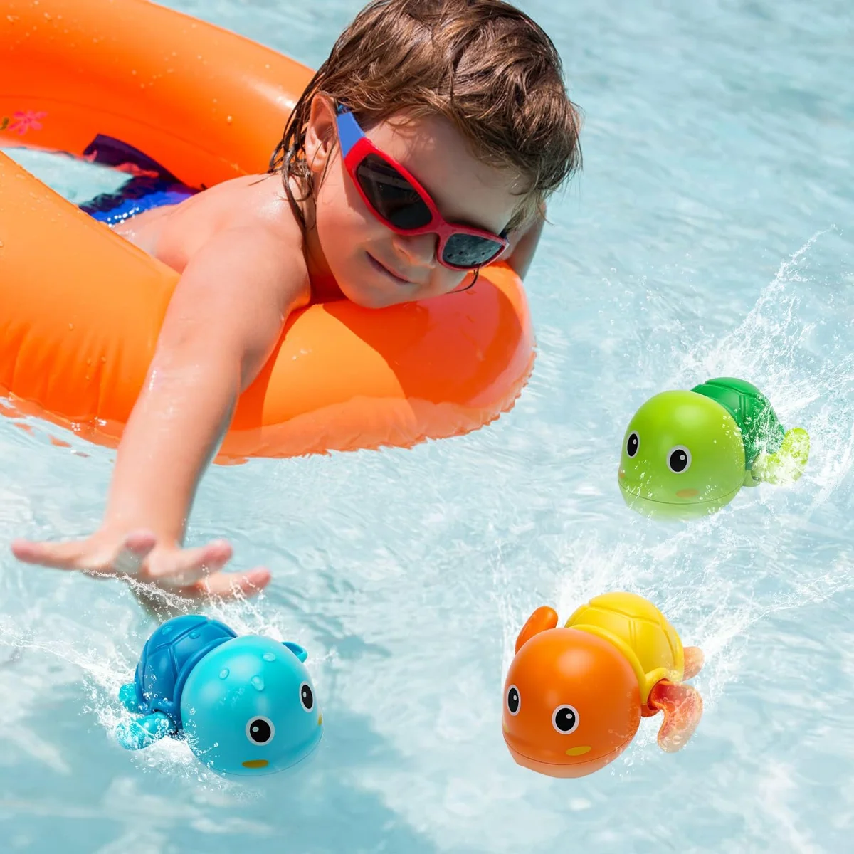 TOHIBEE Bath Toys Cute Swimming Turtle Wind Up Toys 3 Pack Green New image 6