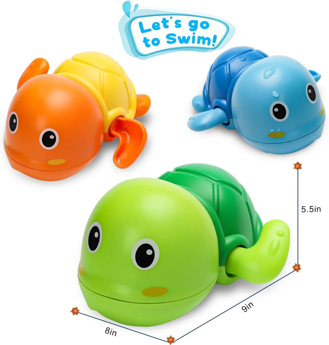 TOHIBEE Bath Toys Cute Swimming Turtle Wind Up Toys 3 Pack Green New image 7