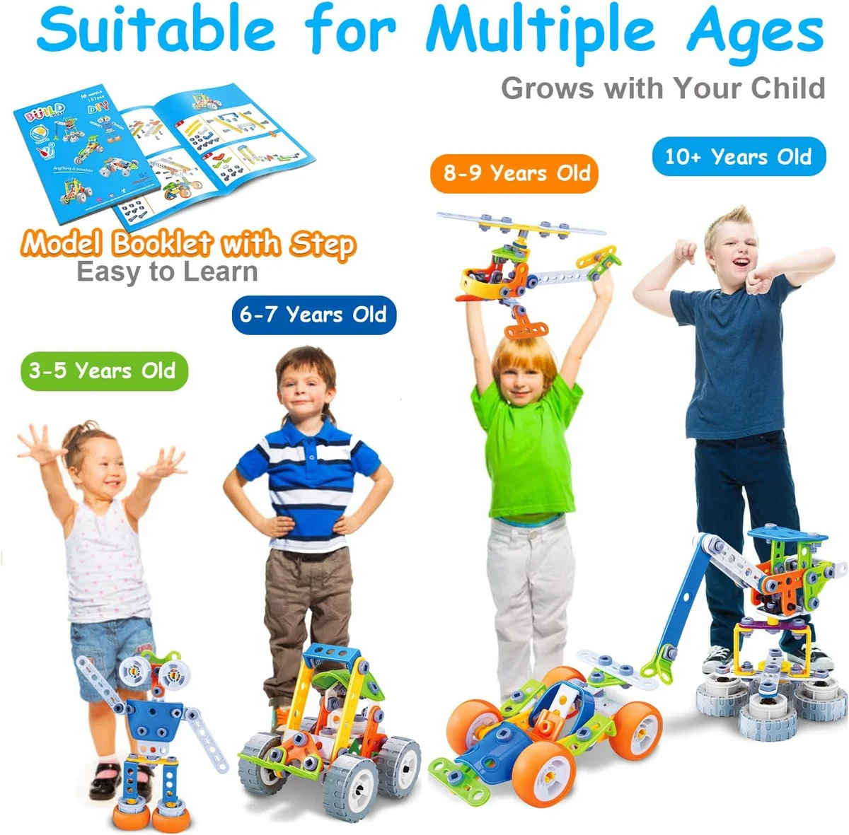 Tsomtto 10 in 1 STEM Toys Building Kits 167 Pieces for Kids Ages 3-8 Plastic New image 2