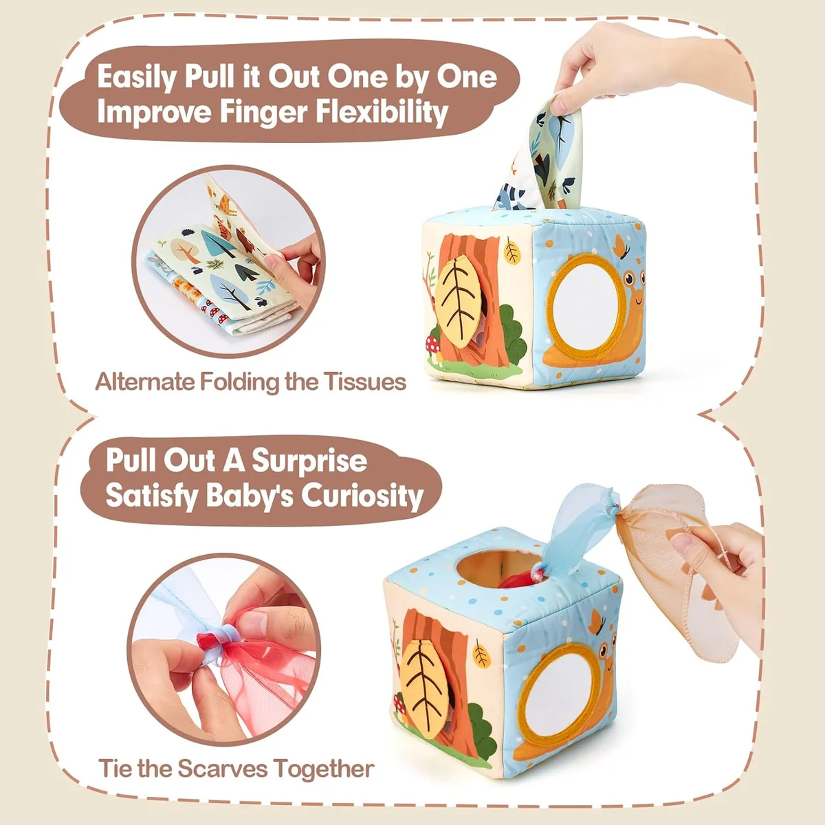 hahaland Baby Tissue Box Toy PL002P - Montessori Toys for 6-12 Months, Multi-color - New image 3