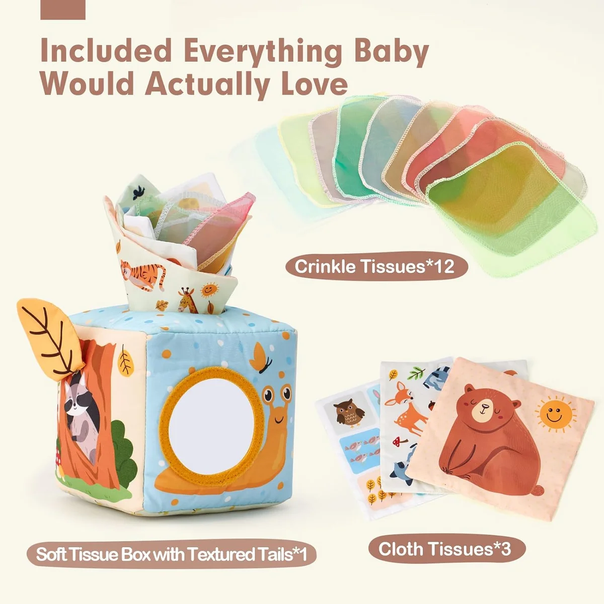 hahaland Baby Tissue Box Toy PL002P - Montessori Toys for 6-12 Months, Multi-color - New image 7