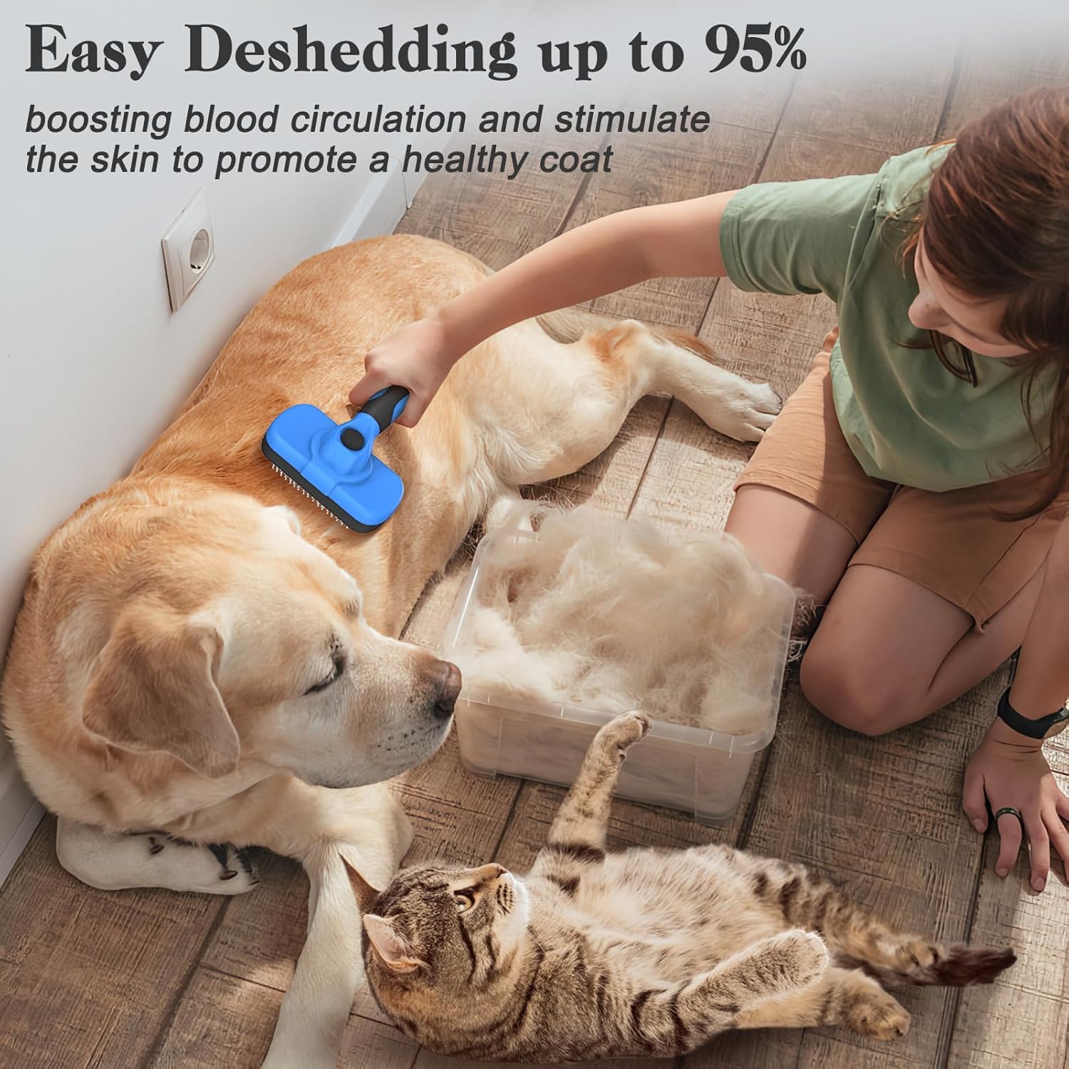 Swihauk Self Cleaning Slicker Brush DB-202301 Easy Deshedding Tool for Dogs & Cats Blue New image 12