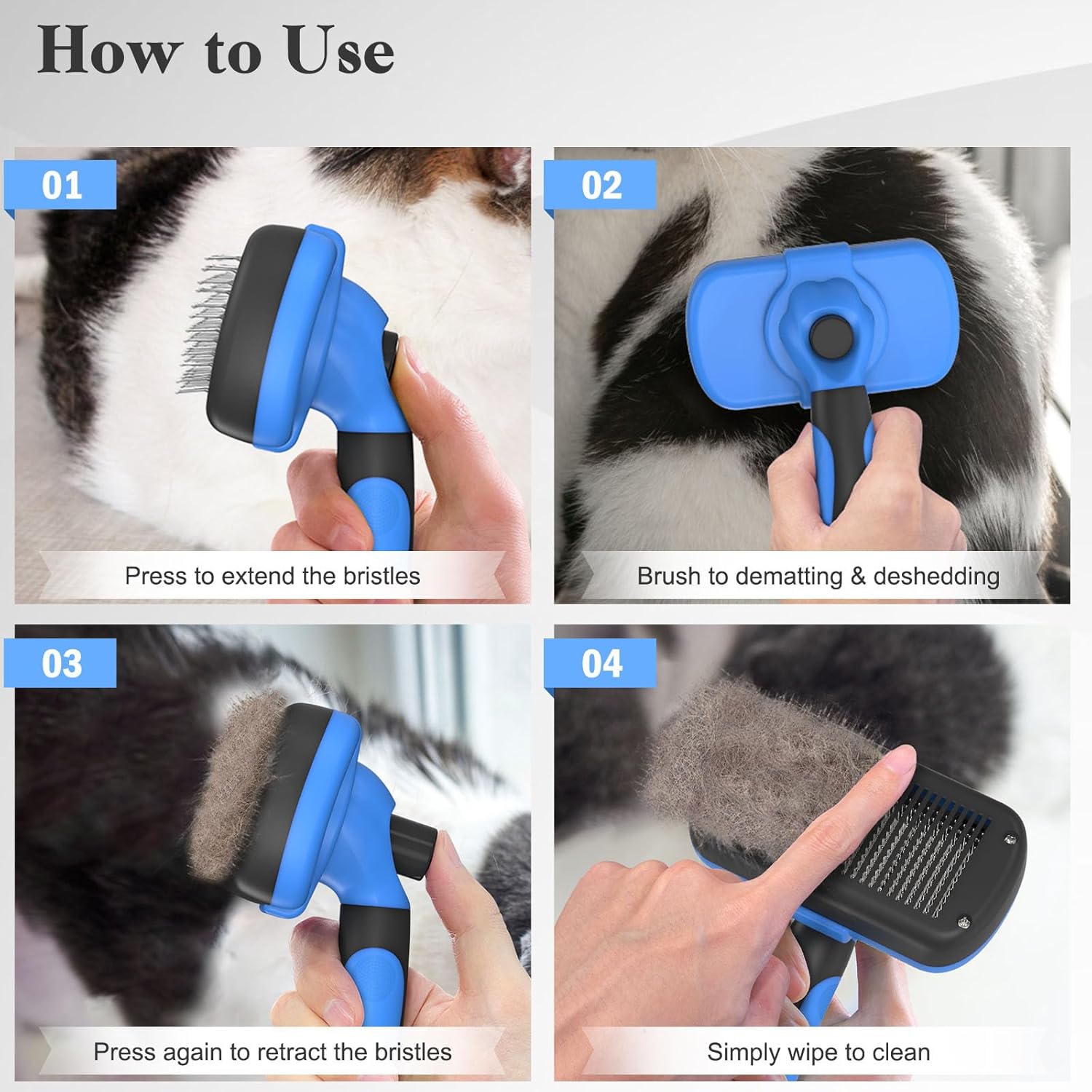 Swihauk Self Cleaning Slicker Brush DB-202301 Easy Deshedding Tool for Dogs & Cats Blue New image 14