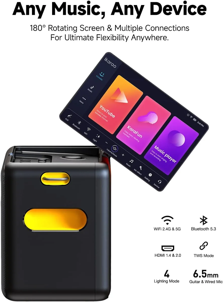 Ikarao Smart Karaoke Machine Break X2 300W Peak Power Black New image 7
