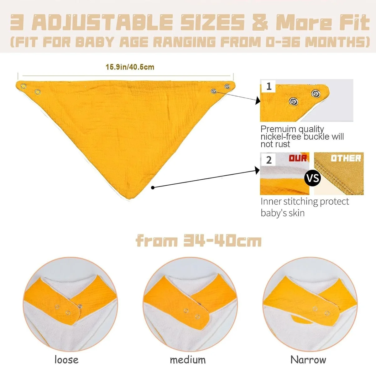 NISXABEBE Muslin Baby Bibs Soft Triangular Bandana 6 Pack Cotton Sunshine New image 5