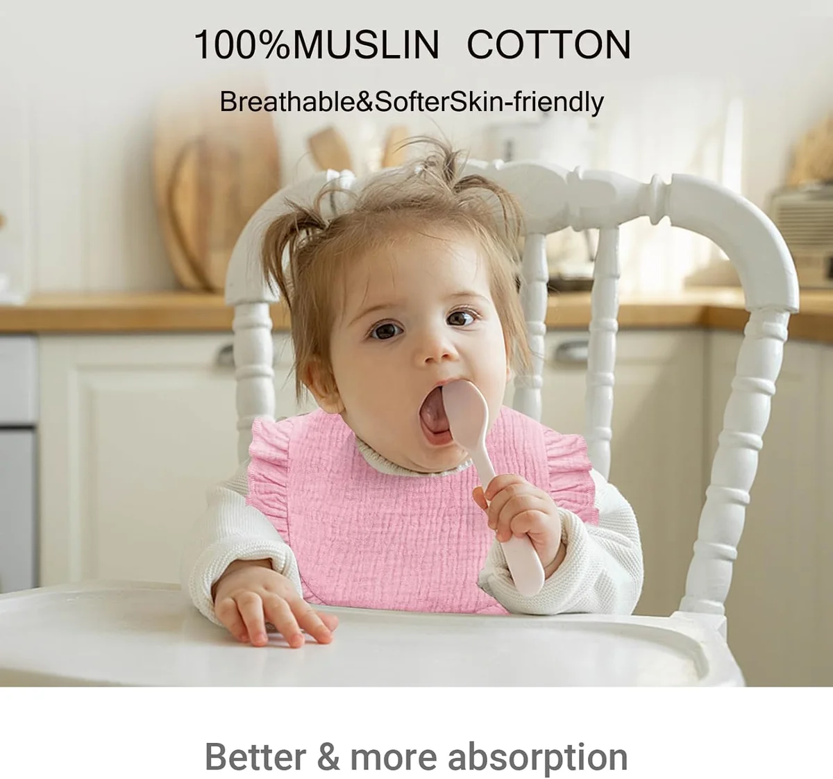 NISXABEBE Baby Muslin Bibs 6 Count Soft Cotton for Baby Girl Teething Purple & Pink New image 2