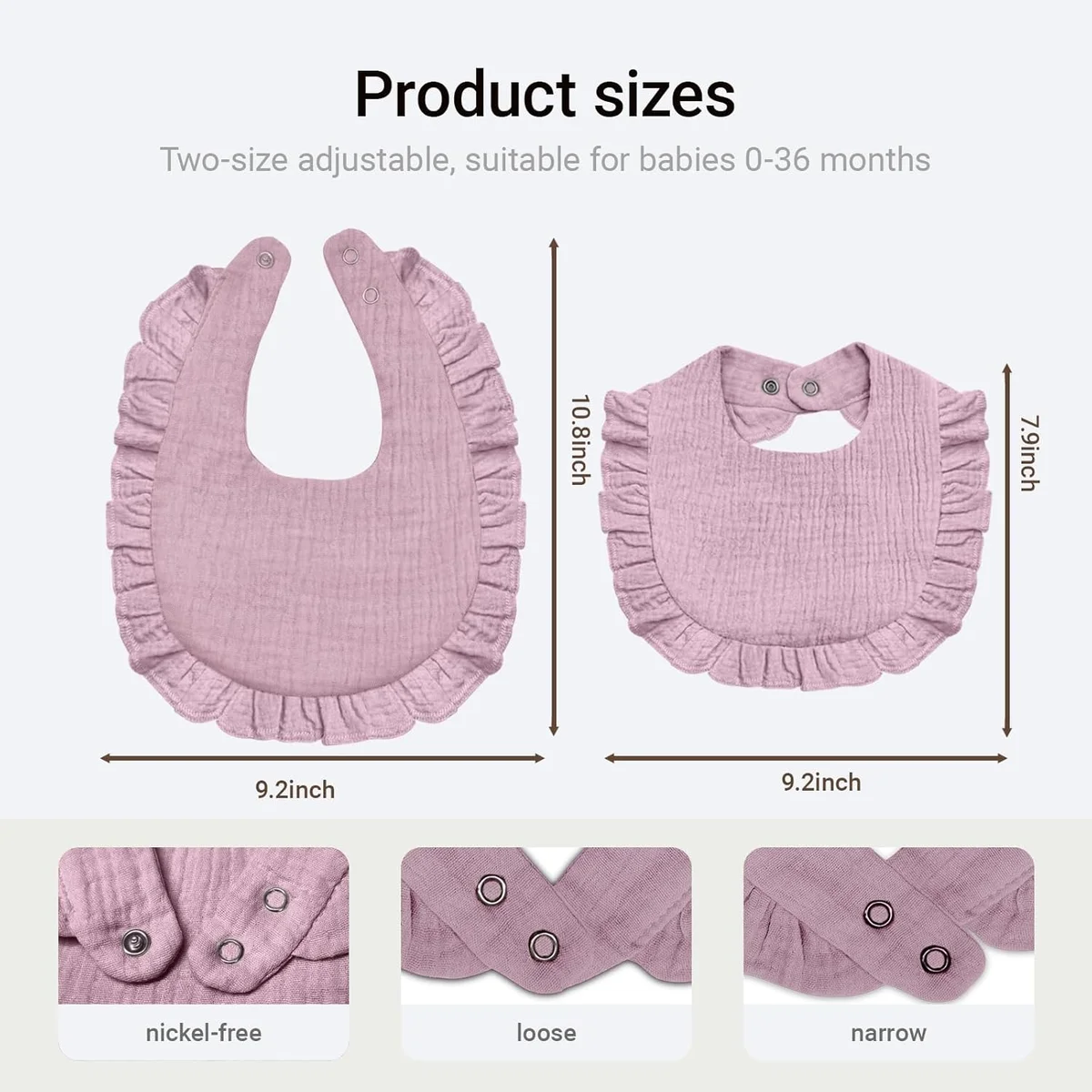 NISXABEBE Baby Muslin Bibs 6 Count Soft Cotton for Baby Girl Teething Purple & Pink New image 3