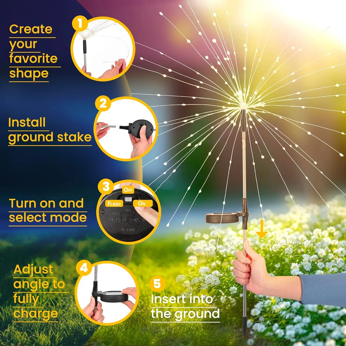 GIGALUMI Solar Garden Lights 8813 120 LEDs 2 Pack Warm White New image 3
