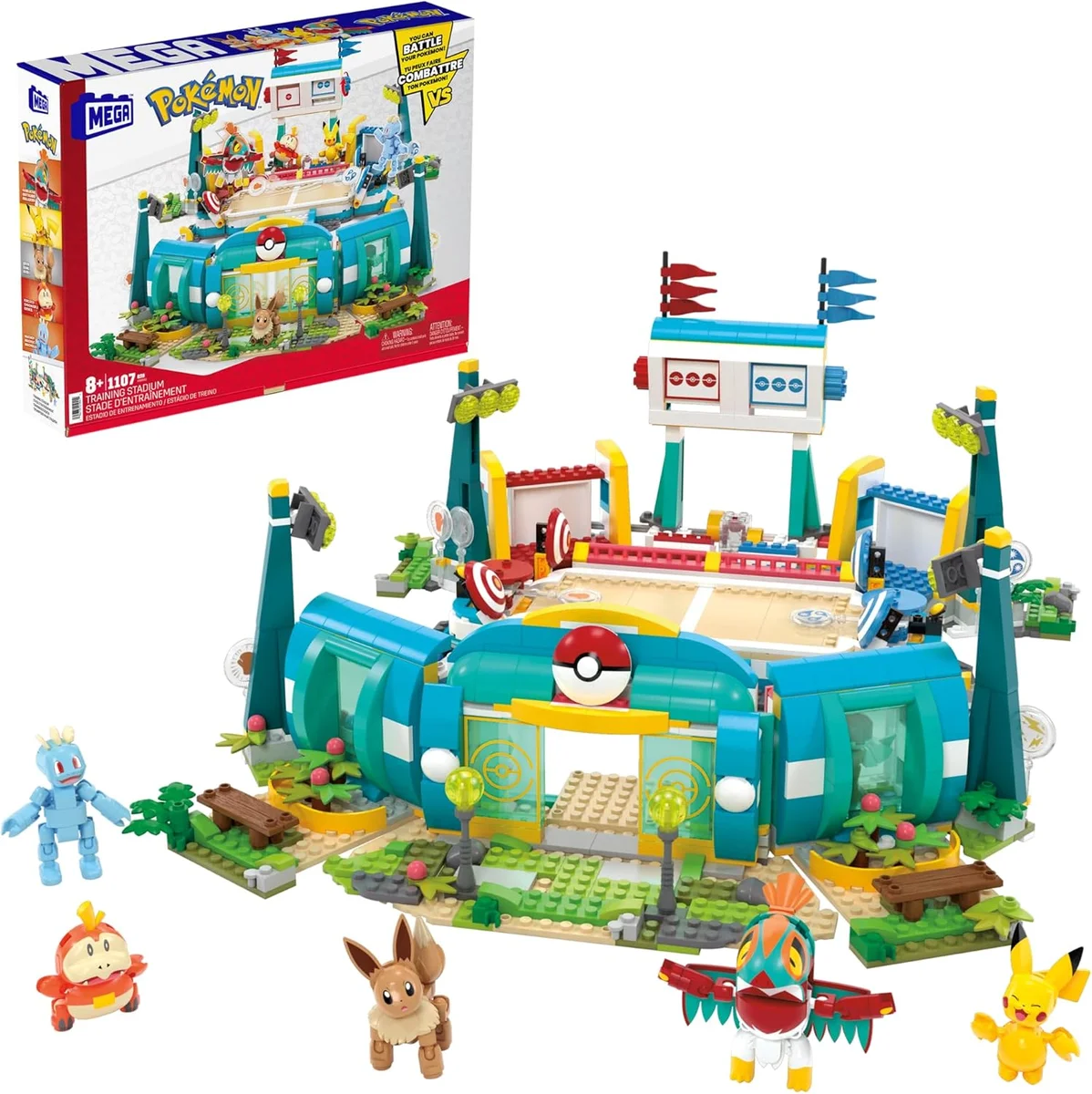 Mega Brands MEGA Pokémon Building Toys Set Training Stadium HWR82 1101 Pieces 5 Characters Multicolor New