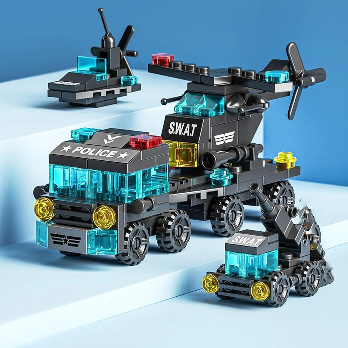 Vilbocr Special Police Building Blocks Toy 7 in 1 Transformable Set City Special Police New image 4