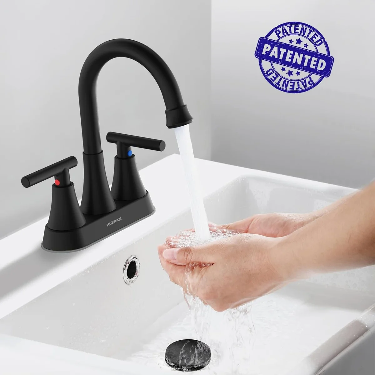 Hurran Bathroom Faucet 4 inch Matte Black 2-Handle Centerset with Pop-up Drain - New image 2