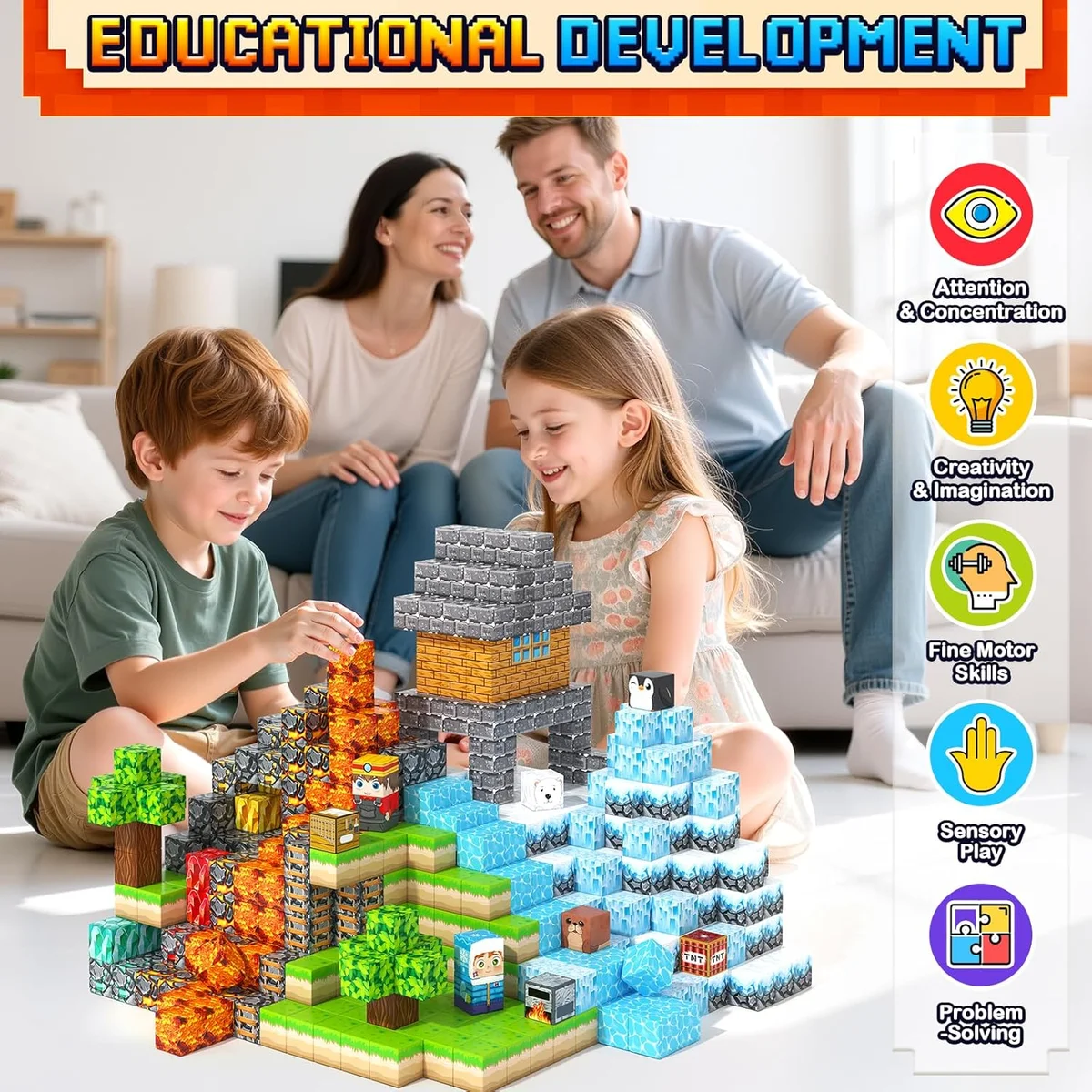 Gooidea Magnetic Blocks 200PCS DL-M95 Educational Building Set Ice and Fire New image 5