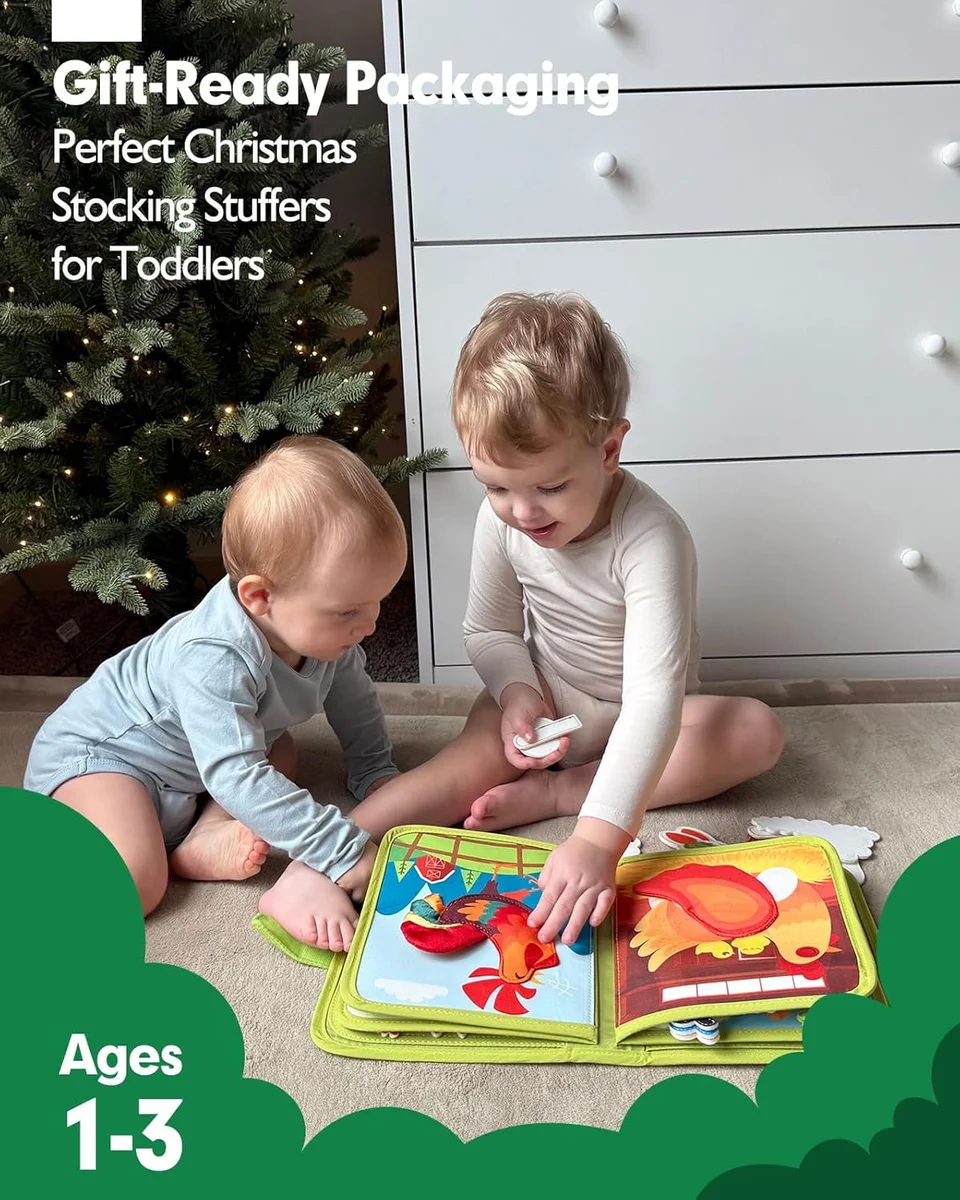 hahaland Busy Book for Toddlers 1-3 Montessori Toy MFB001 20 Activities Fabric Farm New image 10