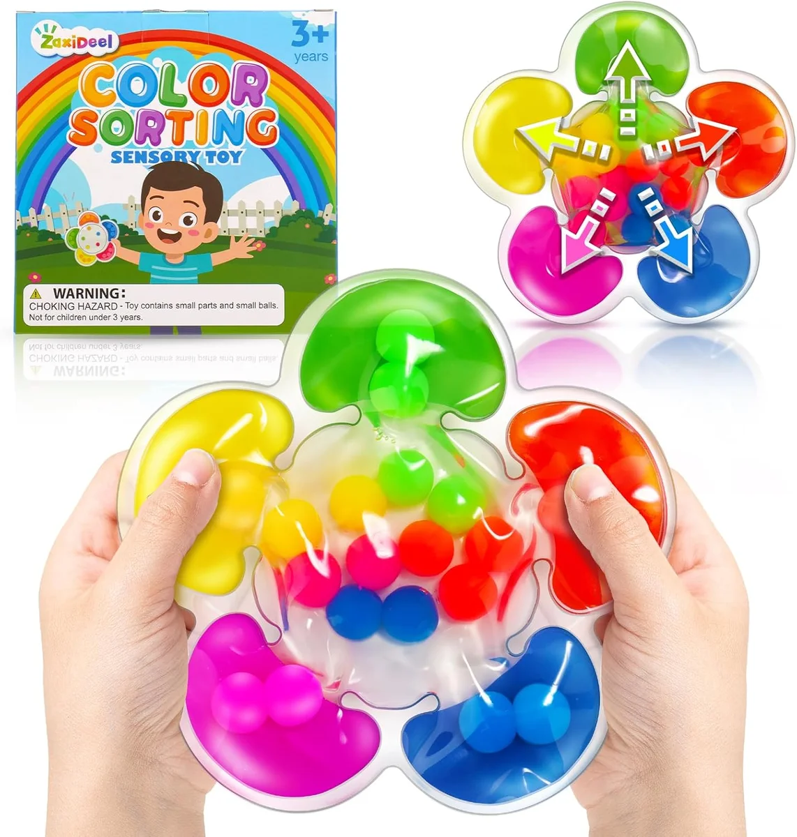 ZaxiDeel Color Sorting Sensory Toy Color Matching Fidget Game for Kids Ages 1-3 - New