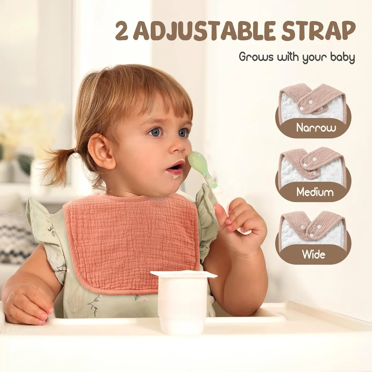 POIKSHARK Muslin Baby Bibs 6-Pack Cotton Unisex Neutral - New image 3