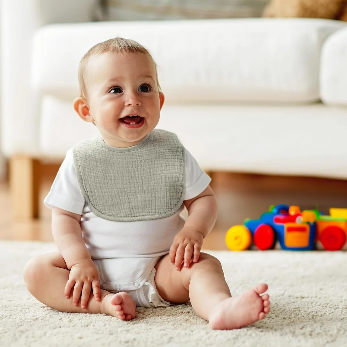 POIKSHARK Muslin Baby Bibs 6-Pack Cotton Unisex Neutral - New image 4