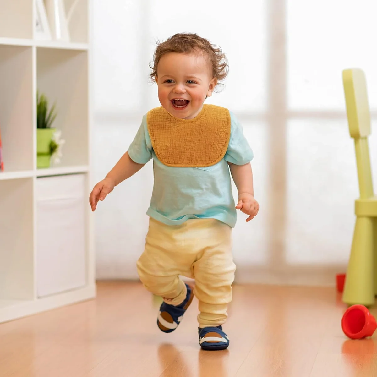 POIKSHARK Muslin Baby Bibs 6-Pack Cotton Unisex Neutral - New image 5