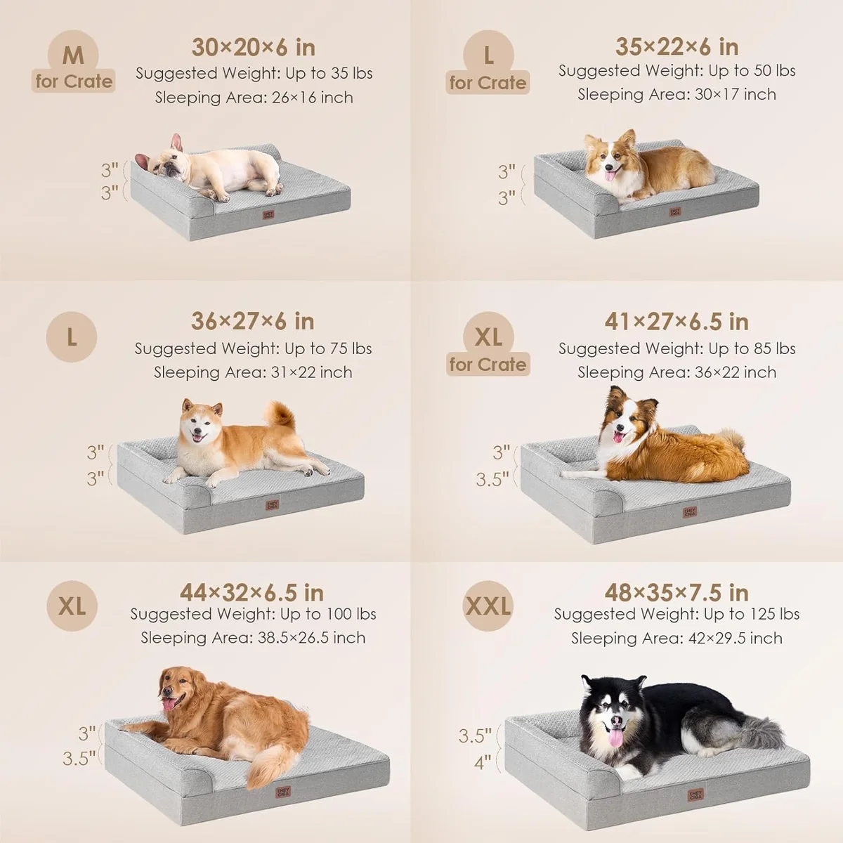 EHEYCIGA Orthopedic Dog Bed 123 Memory Foam 30x20x6 Grey New image 2