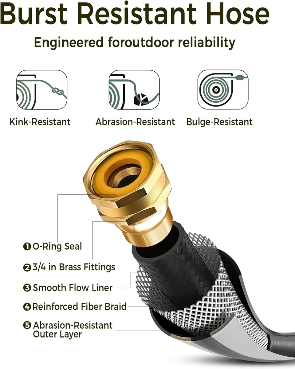 GLAHODEN Retractable Garden Hose Reel 1/2 in x 100 ft NW-J30B-EU Dual Ratchet Lock Dark Gray New image 11