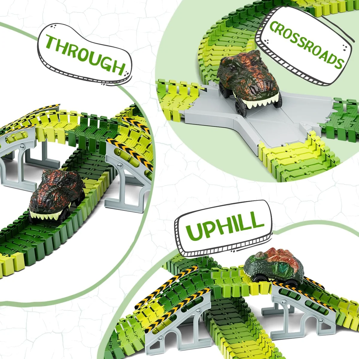 Toyk Dinosaur Toys Create A Dinosaur World Road Race 252 Pieces Green New image 4