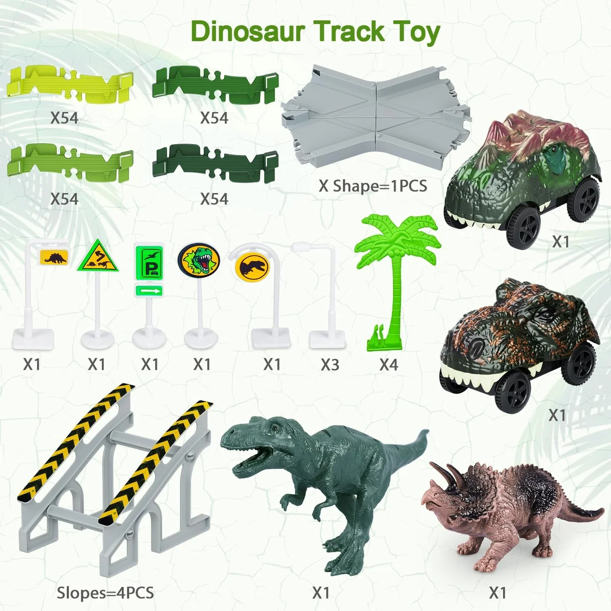 Toyk Dinosaur Toys Create A Dinosaur World Road Race 252 Pieces Green New image 2