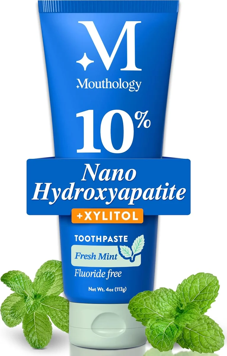 Mouthology 10% Nano Hydroxyapatite Toothpaste NHAtp Fluoride Free Whitening Enamel Care SLS Free Mint New