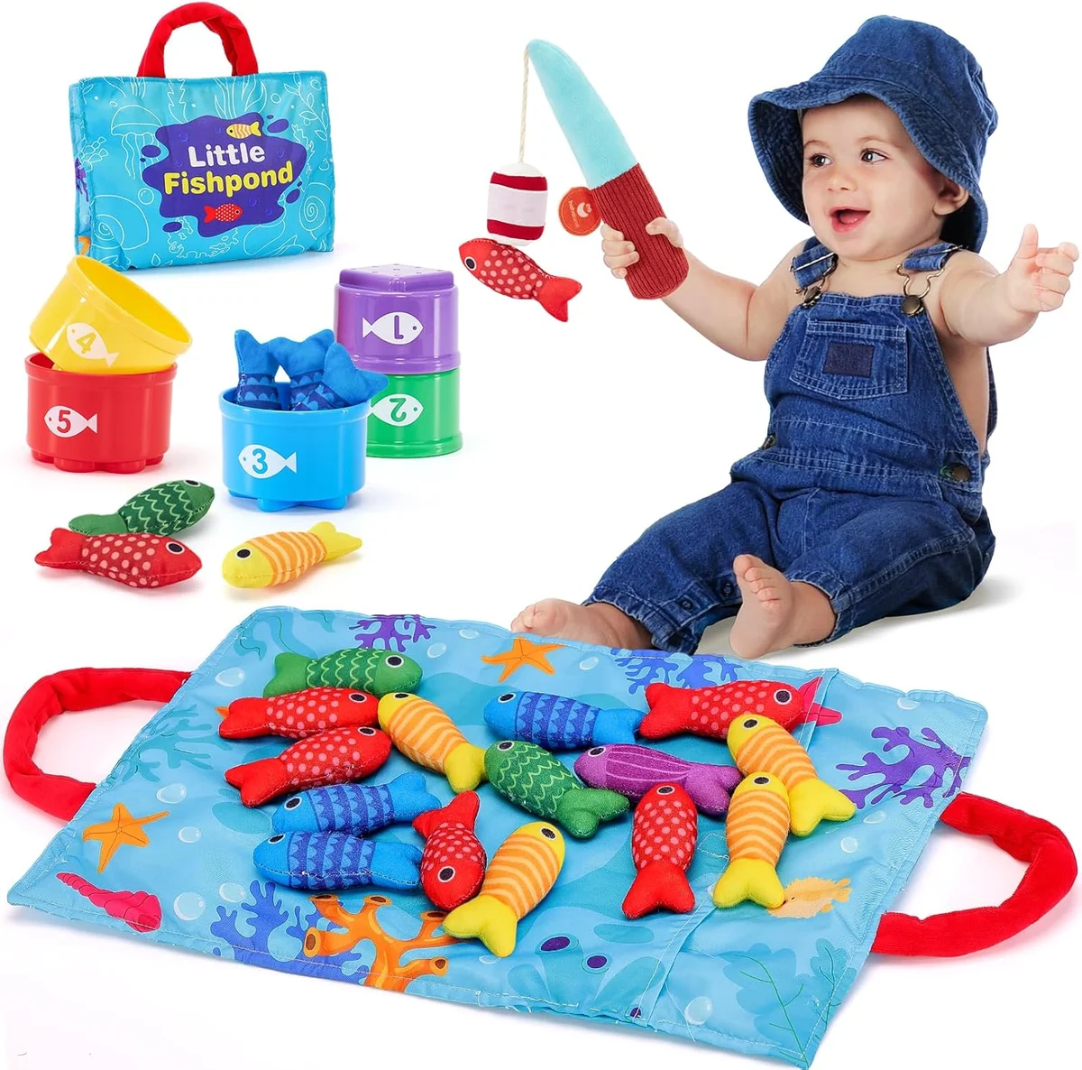 hahaland Montessori Fishing Game 22 Pcs Model PL002V Cloth Toddler Toys New
