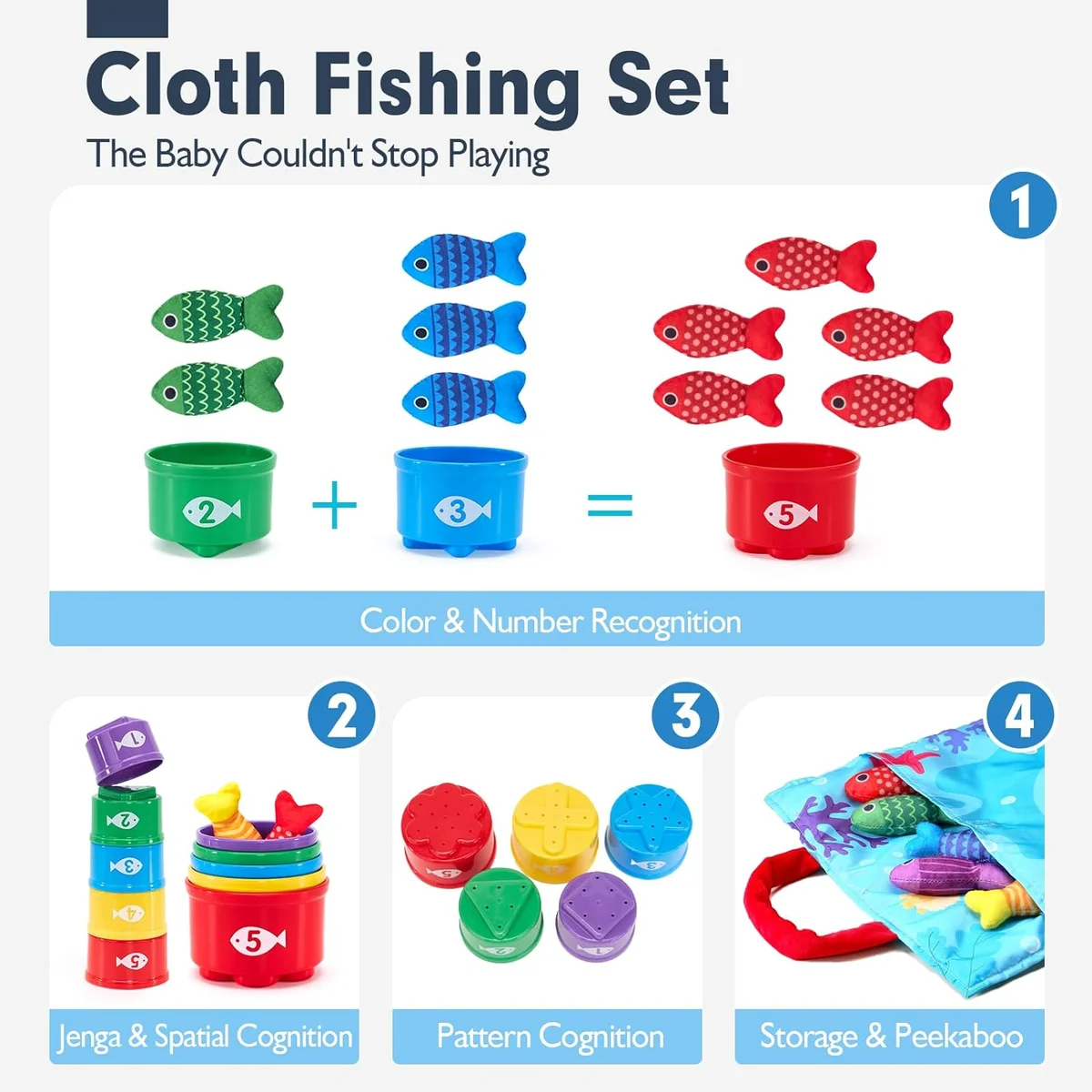 hahaland Montessori Fishing Game 22 Pcs Model PL002V Cloth Toddler Toys New image 4