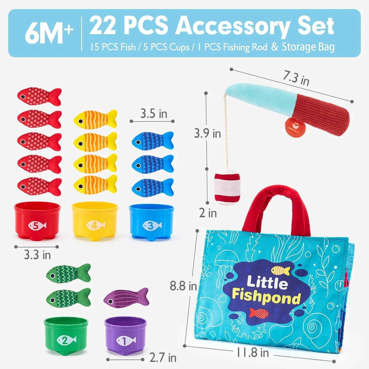 hahaland Montessori Fishing Game 22 Pcs Model PL002V Cloth Toddler Toys New image 8