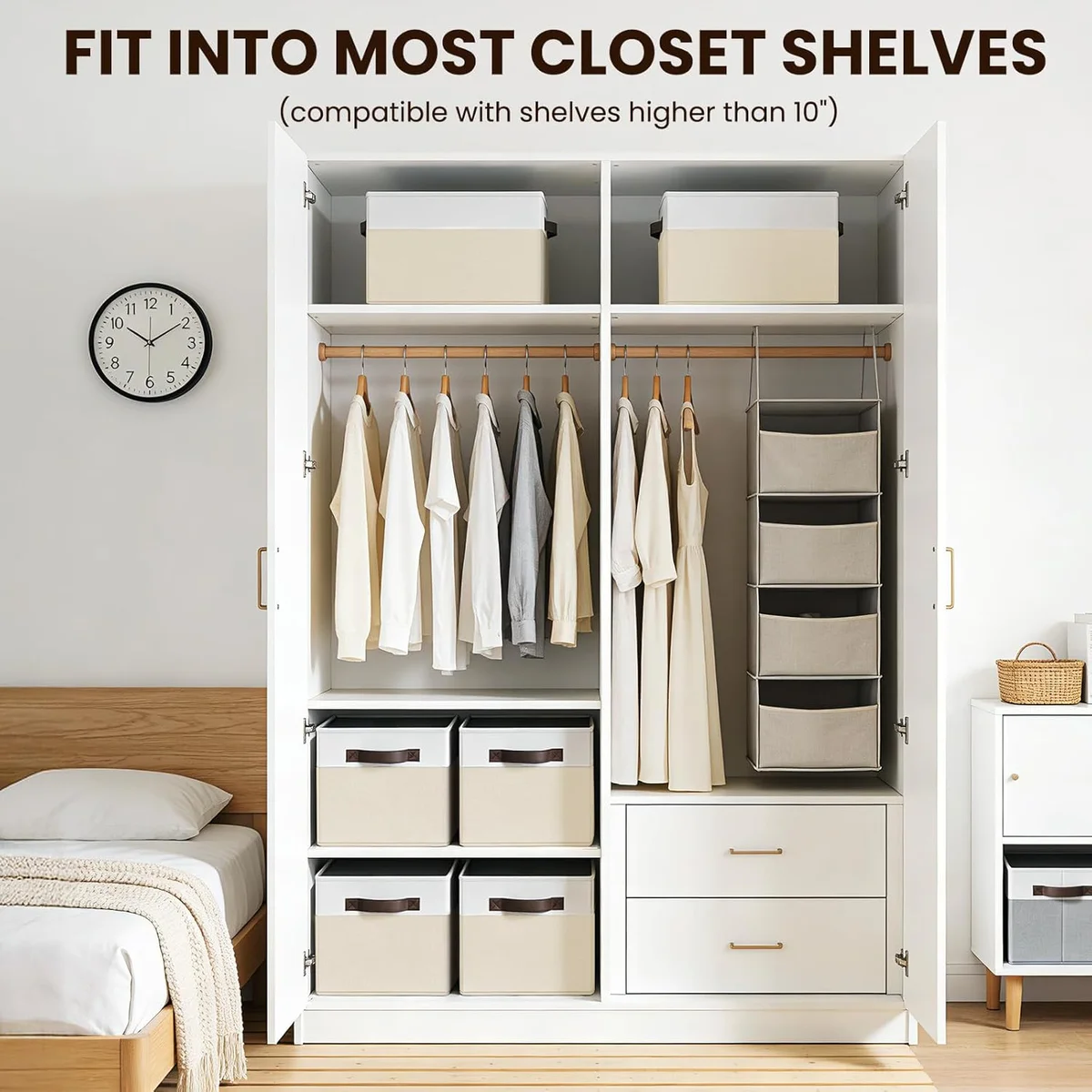 Criusia Toy Storage Organizer 6 Pack 14Lx10Wx9.5H White with Beige New image 3