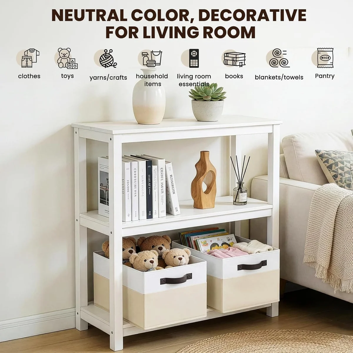 Criusia Toy Storage Organizer 6 Pack 14Lx10Wx9.5H White with Beige New image 5