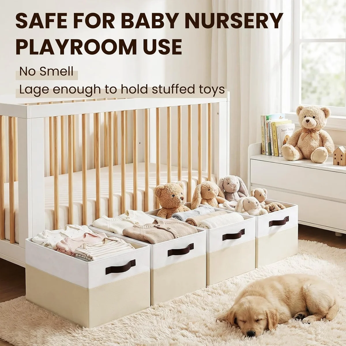 Criusia Toy Storage Organizer 6 Pack 14Lx10Wx9.5H White with Beige New image 4