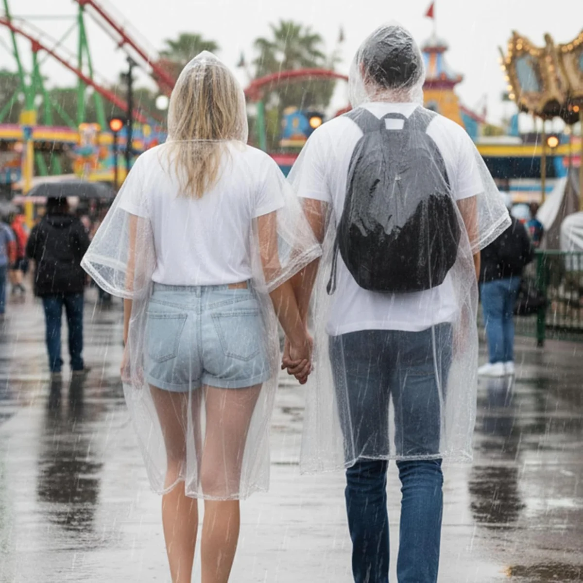 APEXUP Disposable Rain Ponchos for Adults 5 Pack Waterproof Clear New image 3