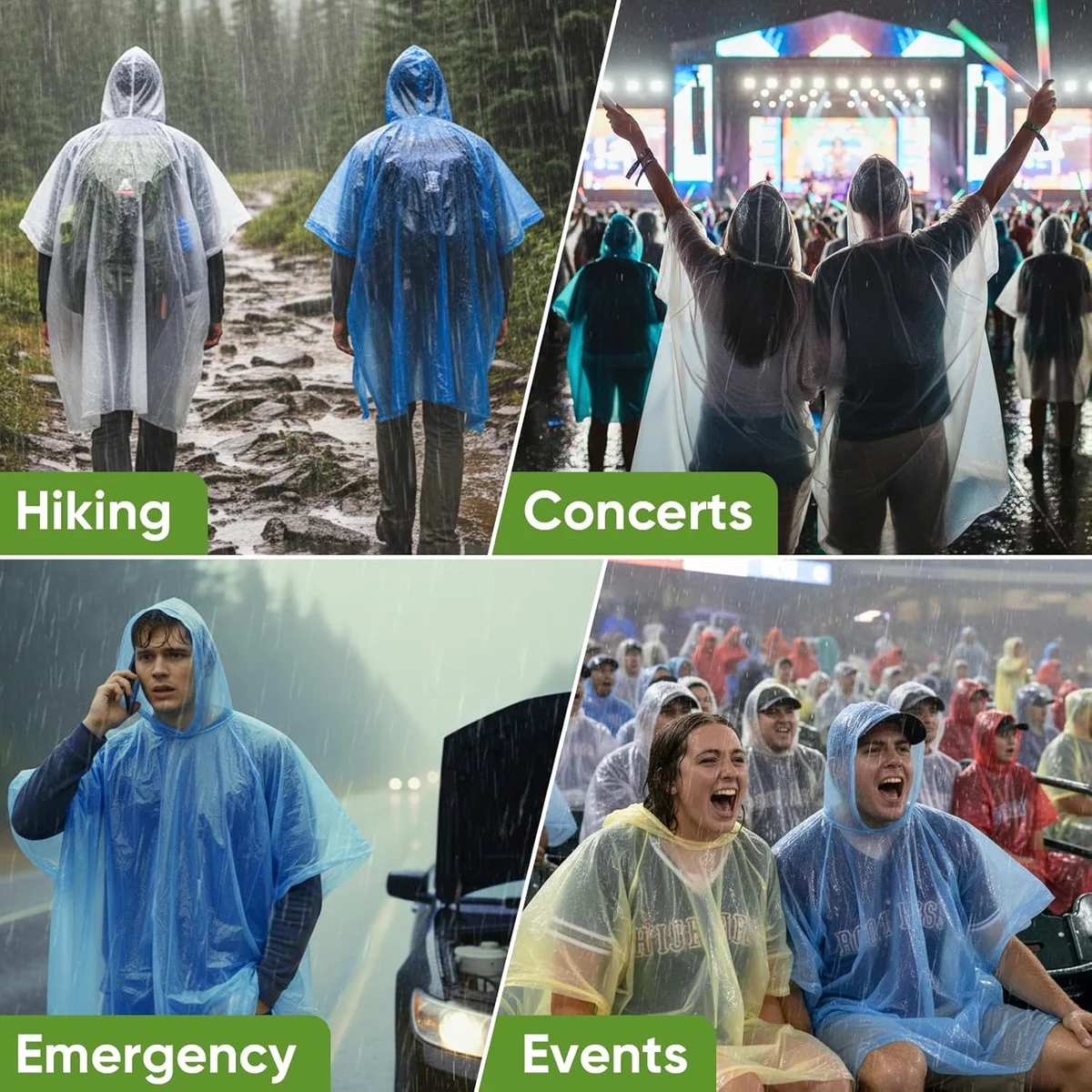 APEXUP Disposable Rain Ponchos for Adults 5 Pack Waterproof Clear New image 8