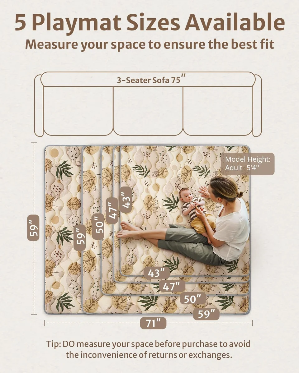 Blissful Diary Baby Play Mats 50x50 WLD03X Non-Slip Machine Washable Earth Tones New image 3