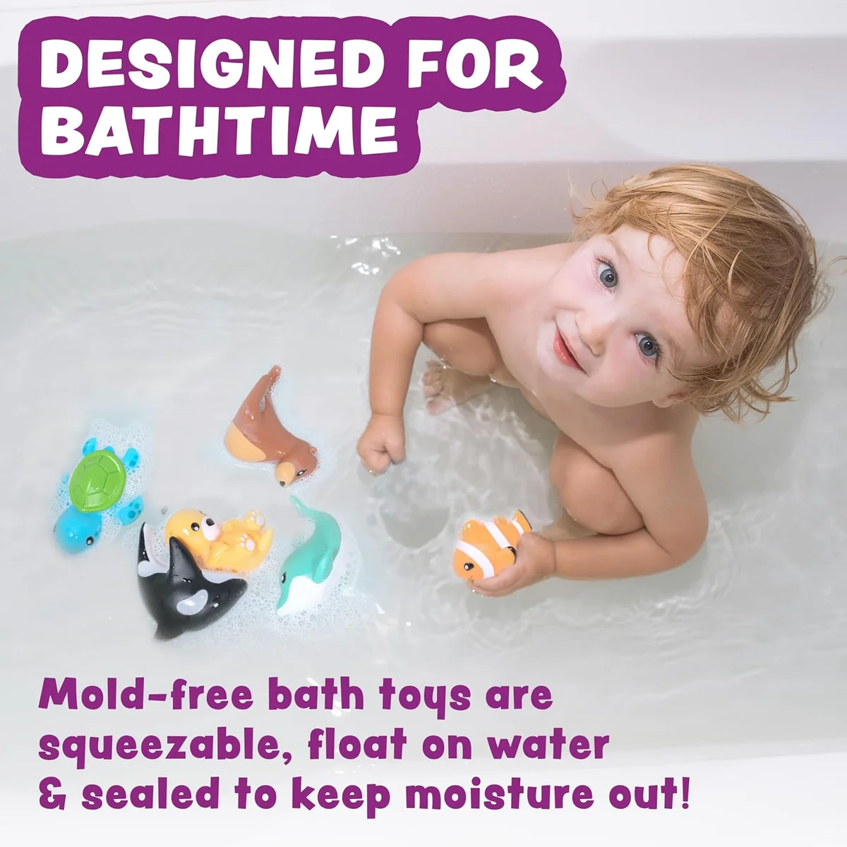 Tub Works Marine Mold Free Bath Toys 44392 Sealed Soft Squeezable 6 Pack New image 2