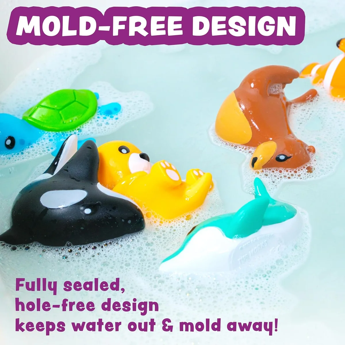 Tub Works Marine Mold Free Bath Toys 44392 Sealed Soft Squeezable 6 Pack New image 4