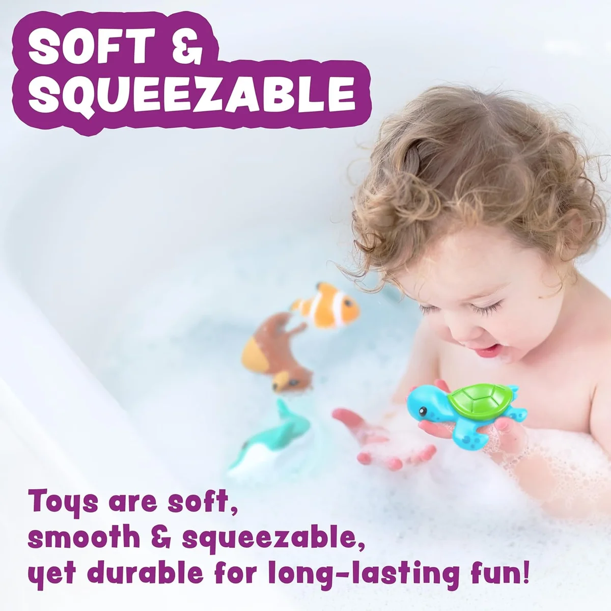 Tub Works Marine Mold Free Bath Toys 44392 Sealed Soft Squeezable 6 Pack New image 5