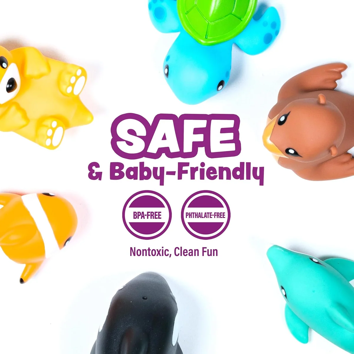 Tub Works Marine Mold Free Bath Toys 44392 Sealed Soft Squeezable 6 Pack New image 7