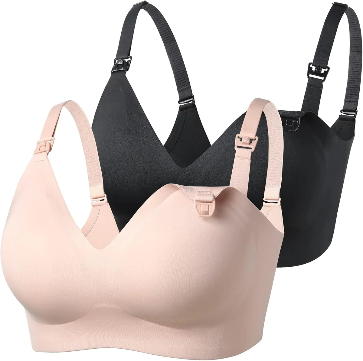 Momcozy Nursing Bras for Breastfeeding YN21 Seamless Ultra Comfort Black/Beige X-Large New image 9
