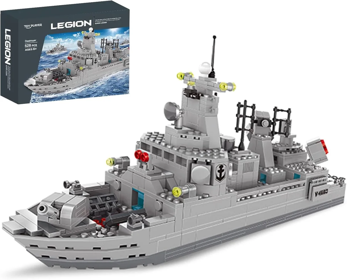 TOY PLAYER Navy Destroyer Building Set Battleship 528pcs Plastic New